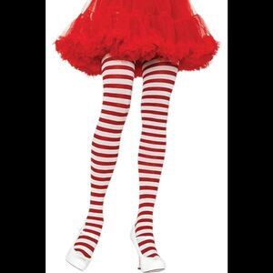 Leg Avenue Women's Nylon Striped Tights Red/White